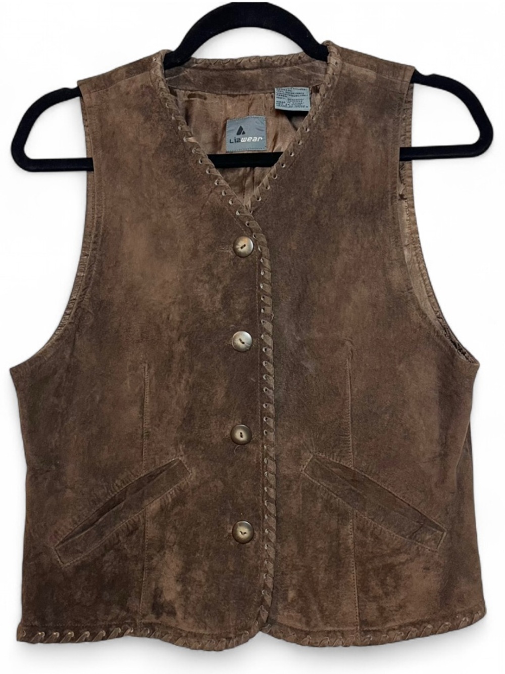Vintage Brown Suede Western Vest Size Small 90s Country Boho Rodeo